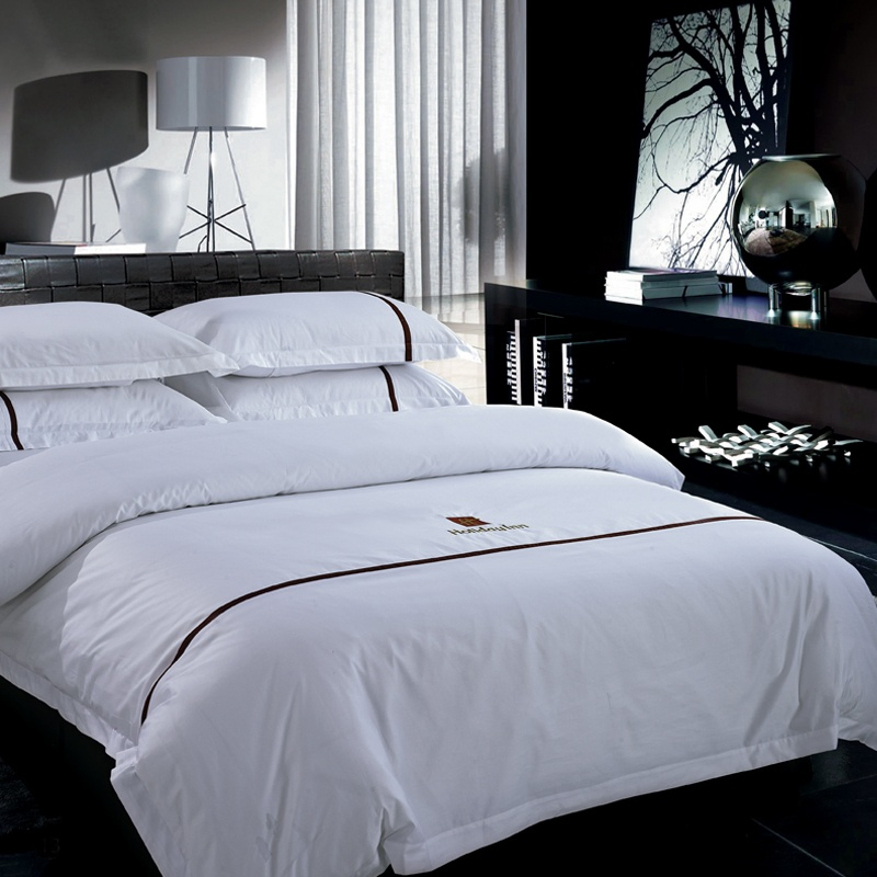 5 Star Modern Satin Hotel Bedding Set Cotton White Sheet Duvet Cover Bedsheets Pillow Cover for Hotels