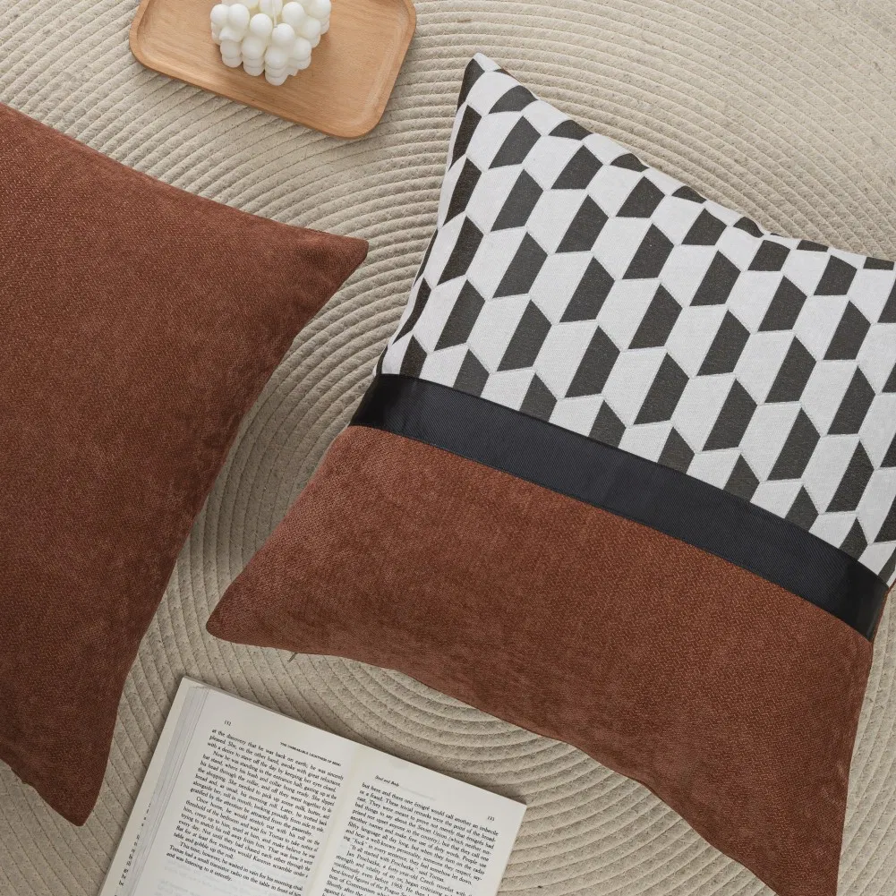 Pack of 2 Decorative Pillow Covers 18X18 Inch Soft Chenille Couch Throw Pillows Cushion Covers for Home Decor Sofa Bedroom Living Room