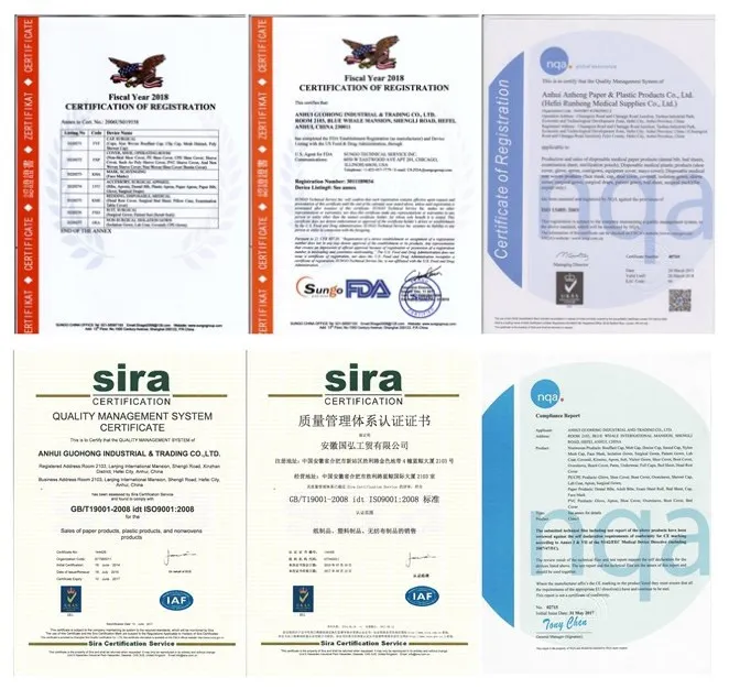 Certificates for Disposable Gowns