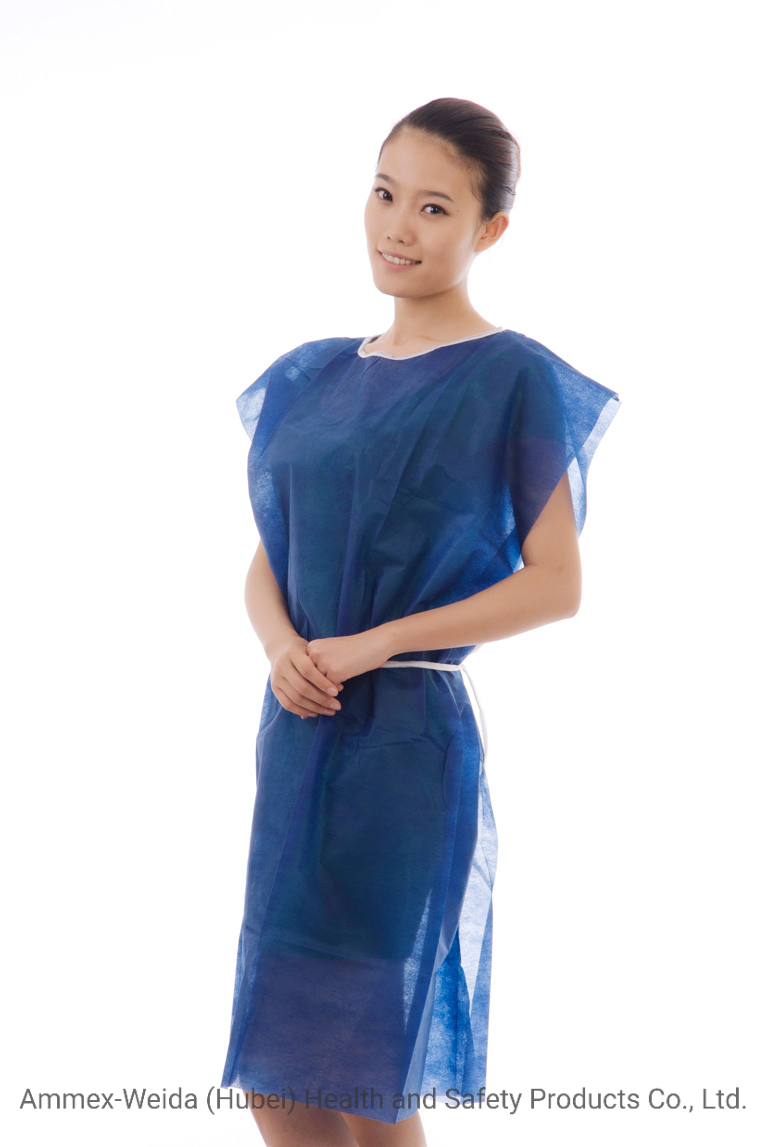 Medical Use Non-Woven Patient Gown Without Sleeves/Disposable Use Dark Blue Patient Gown