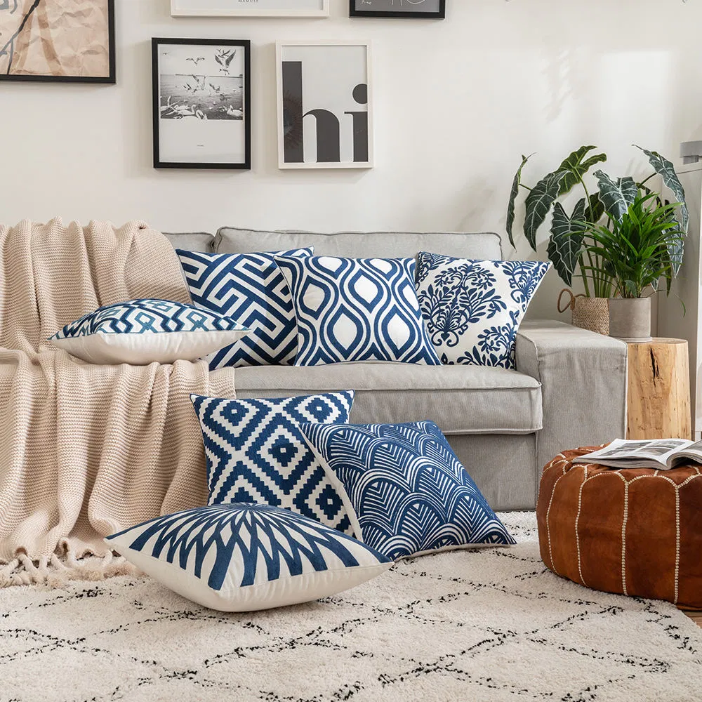 Manufactory Custom Geometric Embroidered Nordic Sofa Decor Pillow Cover