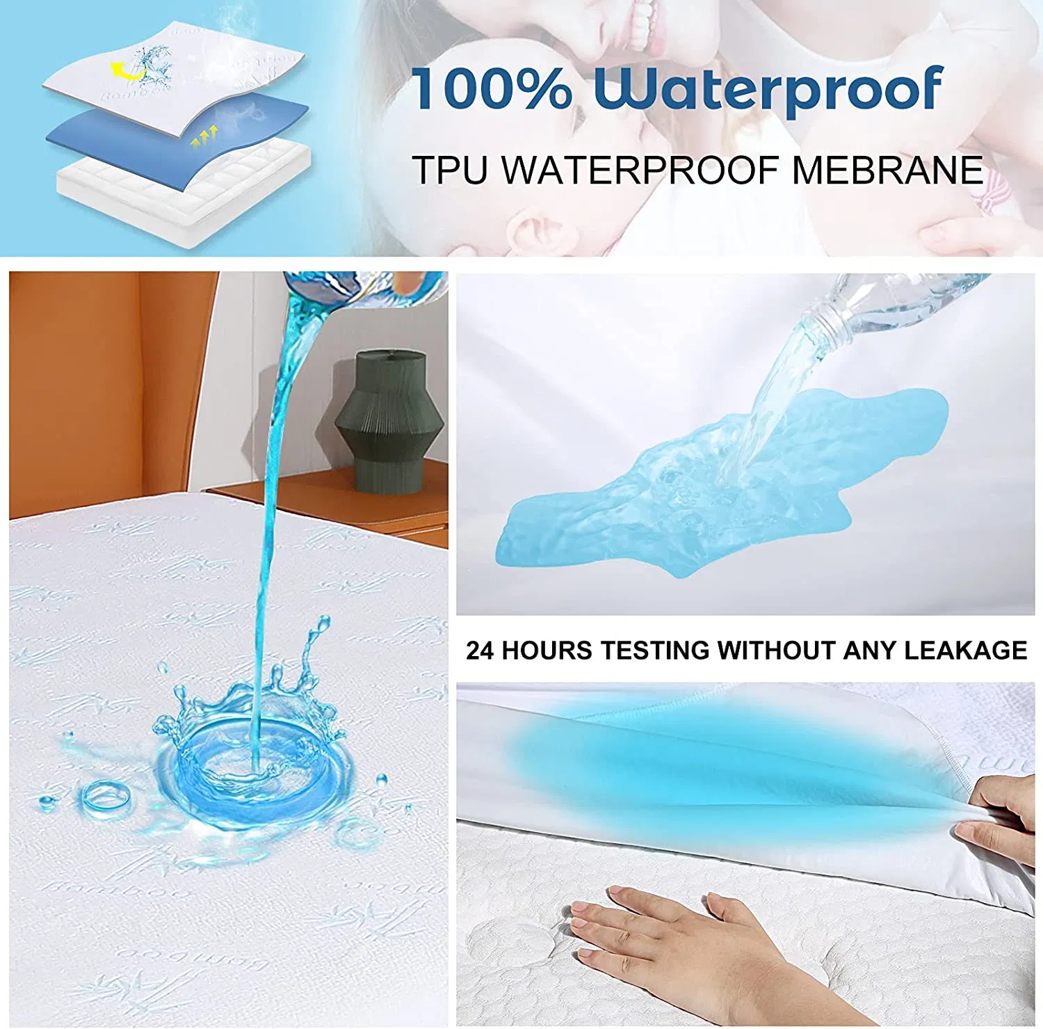 Premium Bamboo Mattress Protector Full Size Waterproof