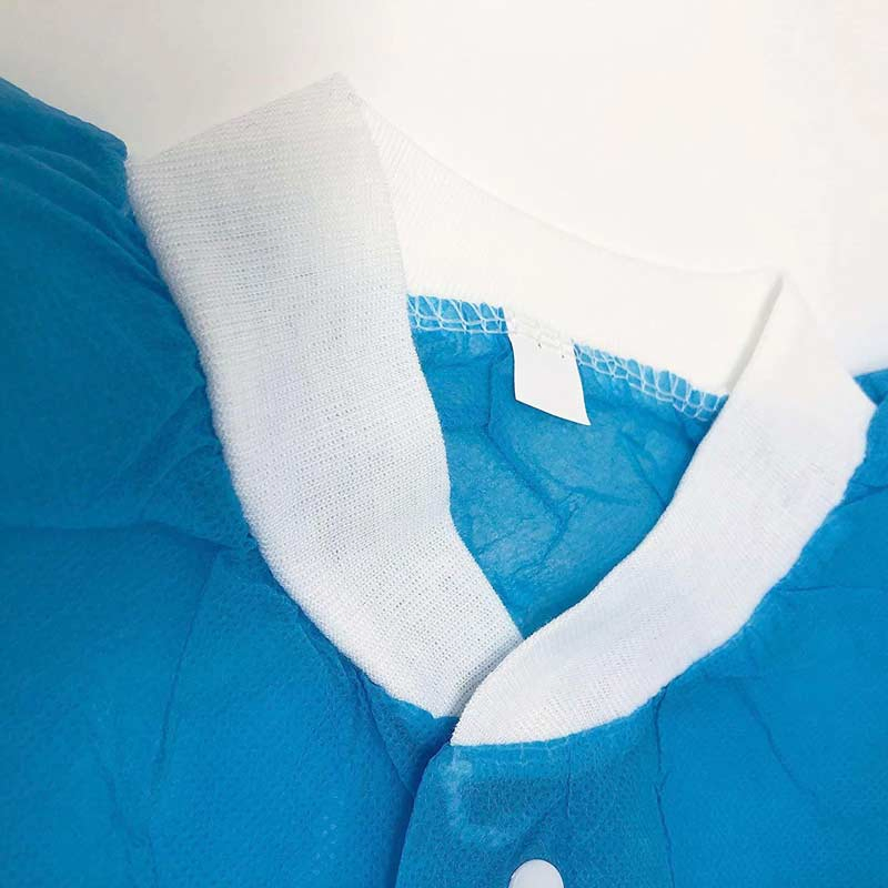 Disposable Non Woven SMS Fabric Customized Knitted Cuffs Lab Coat