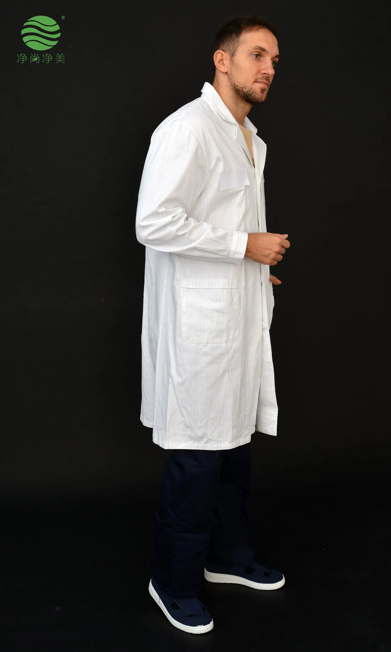Cotton ESD Lab Coat for Electronics Manufacturing with ISO9001