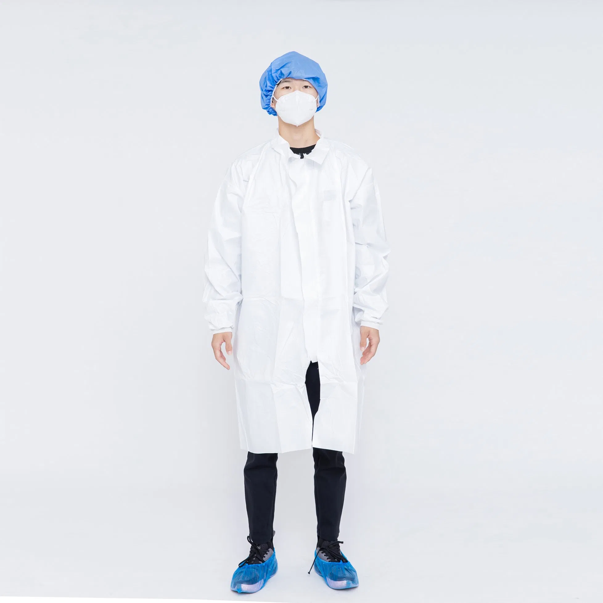 High Quality Disposable Non-Woven Isolation Gown Non-Woven Work Clothes Lab Coat with CE Certification