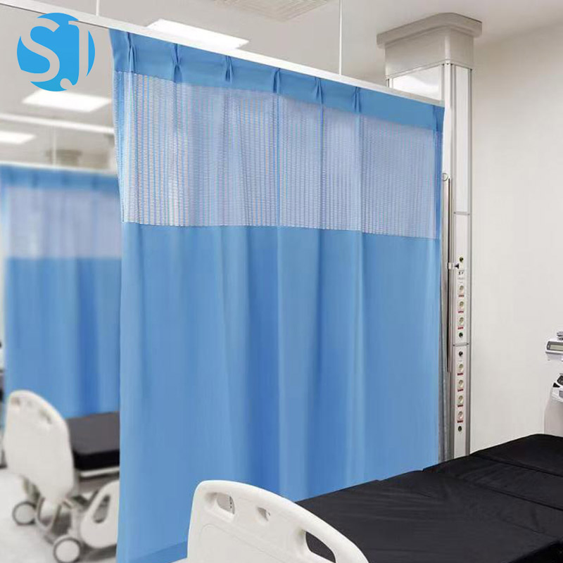 Reusable Antimicrobial Hospital Privacy Curtain Polyester Medical Curtain with Aluminum Rail System