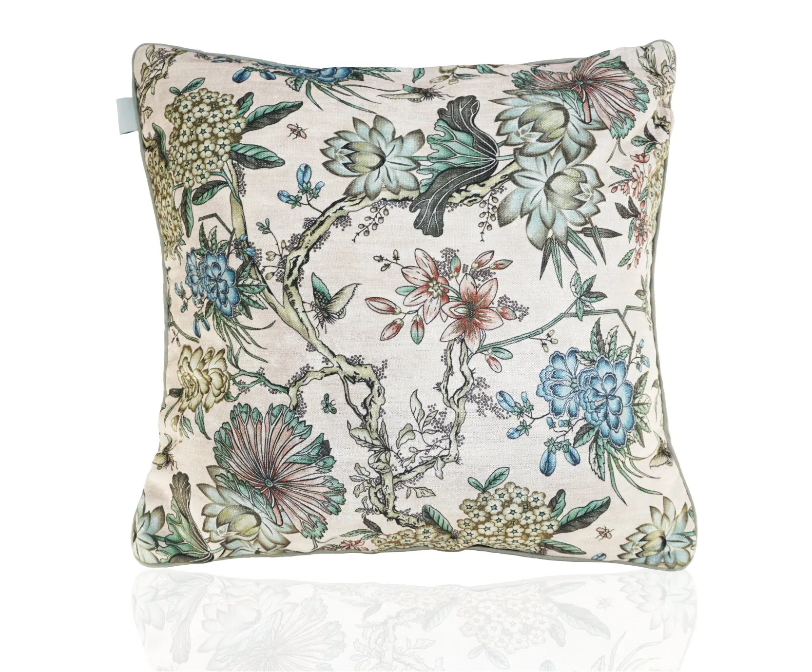 Chenille Throw Pillow Cover - Personalized Digital Art + Silver Metallic Threads