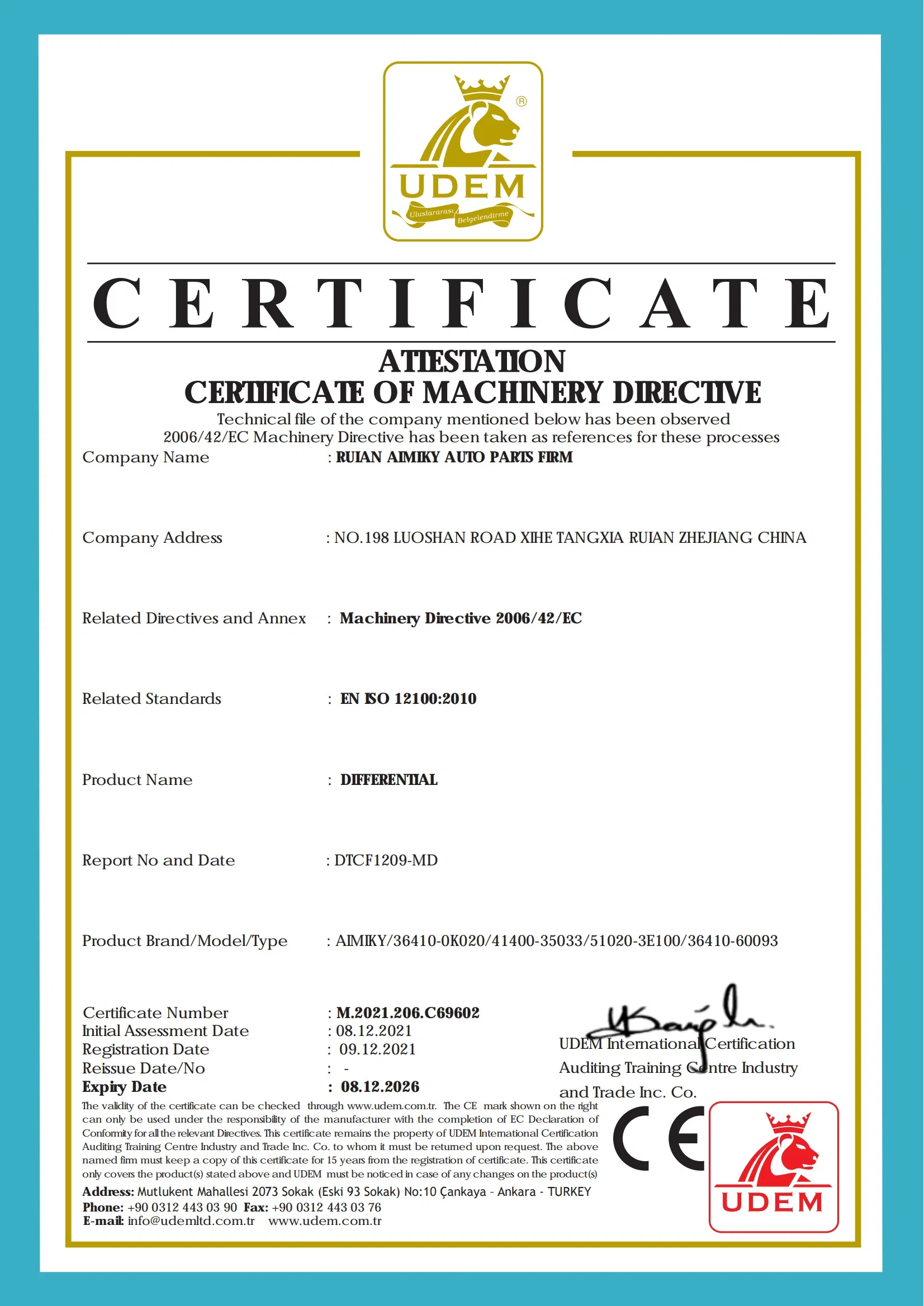 Differential Certificate