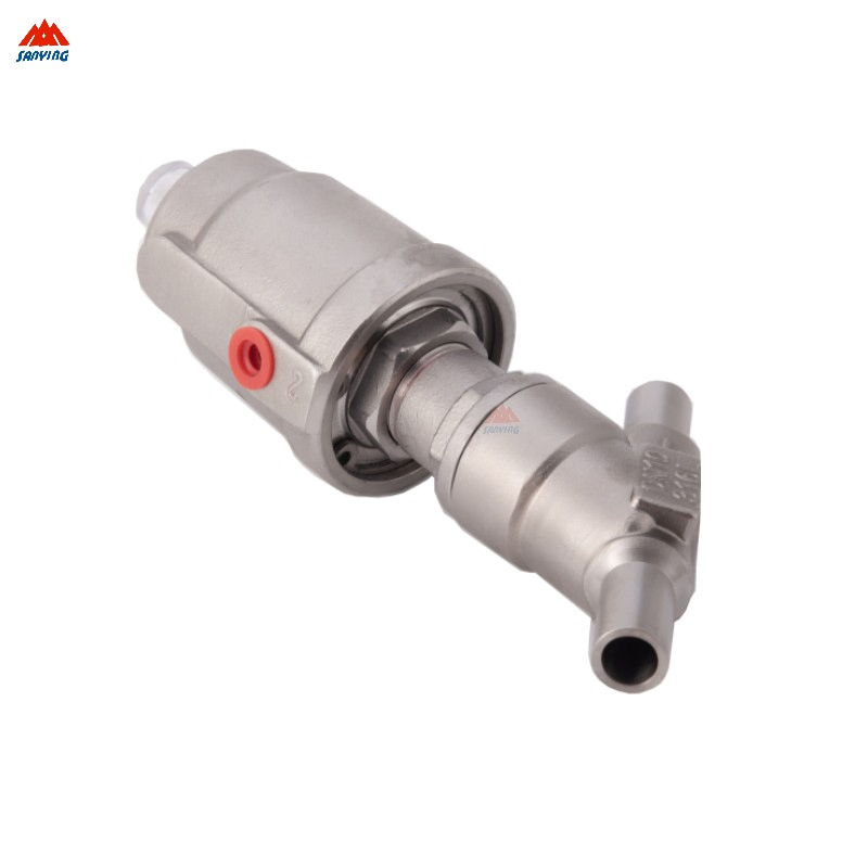 Sanitary Welded Connection 2/2 Way Stainless Steel Food Grade Y Piston Pneumatic Angle Seat Valve
