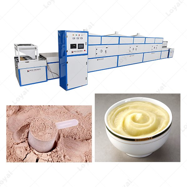 Optimization of Microwave Sterilization Machine for Efficient Powder Drying and Microbial Inactivation