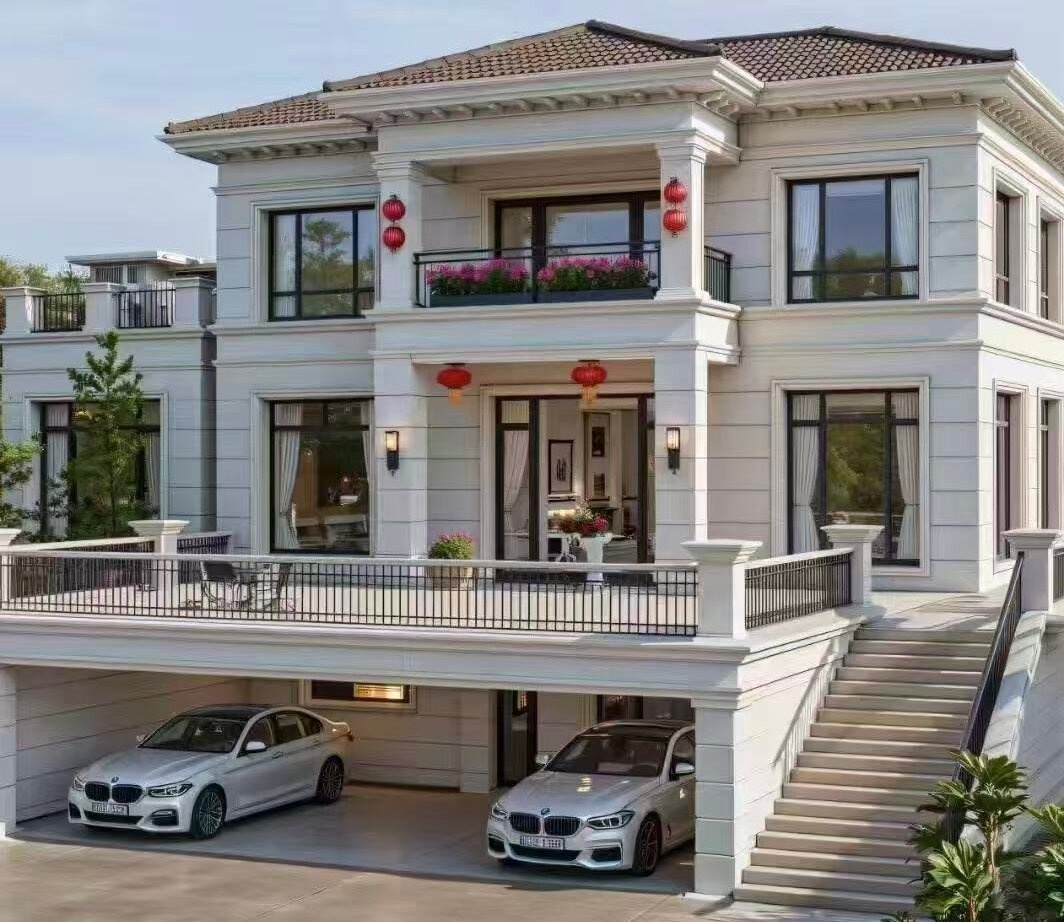 Luxury Prefabricated Light Steel Structure House High Strength Light Steel Frame Villa