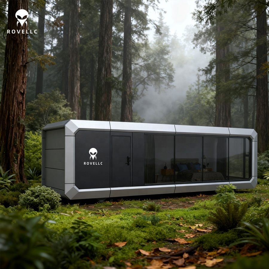Prefabricated Capsule House Container Home With Solar Panels For Off-Grid Living