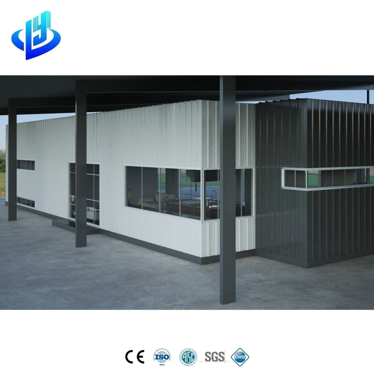 Modern Prefabricated Light Steel House with Amenities Steel-Structured Vacation Cottage for USA for Mall &amp; Workshop