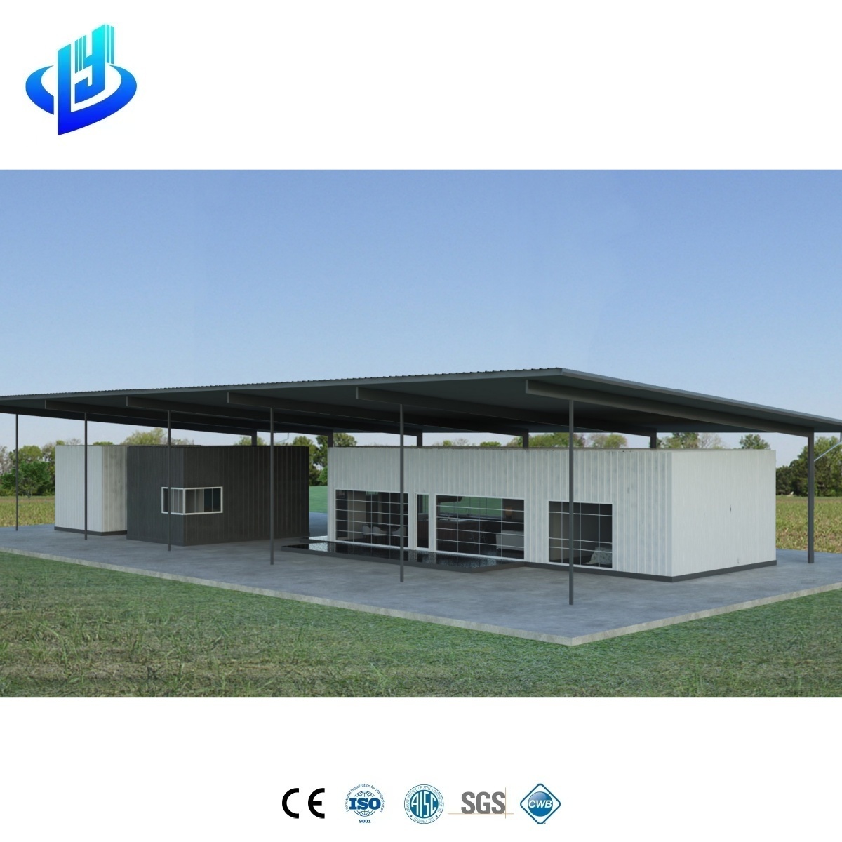 Modern Prefabricated Light Steel House with Amenities Steel-Structured Vacation Cottage for USA for Mall &amp; Workshop