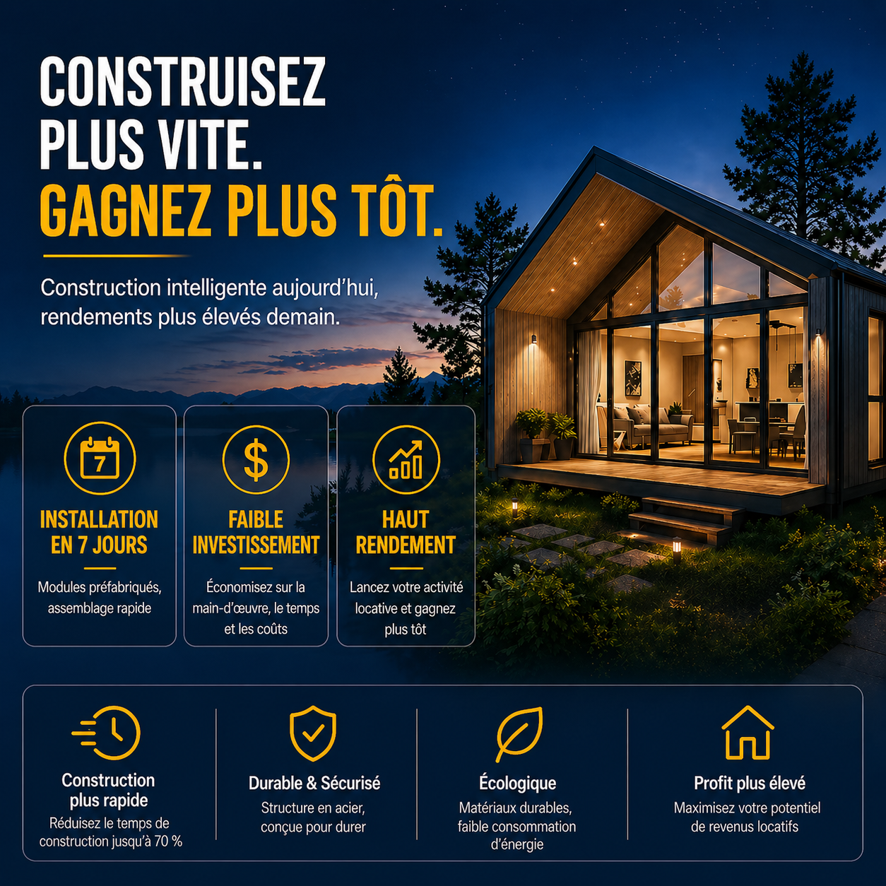 Luxury Modern Steel Prefabricated House Villas and Offices Movable Foldable Prefab Triangle Houses