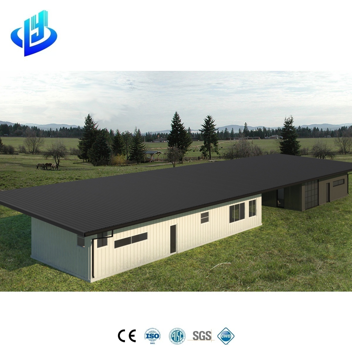 Modern Prefabricated Light Steel House with Amenities Steel-Structured Vacation Cottage for USA for Mall &amp; Workshop