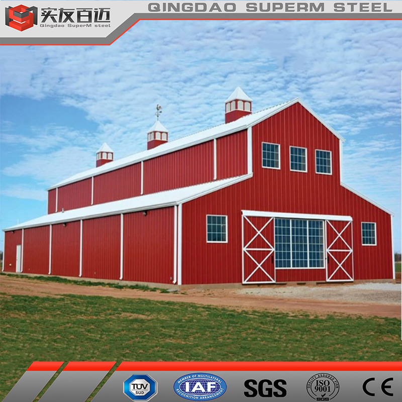 Prefabricated Steel Metal Villa House Tiny Home Rustic Style Farm Houses Backyard Metal Prefab Building Pole Barn With Design
