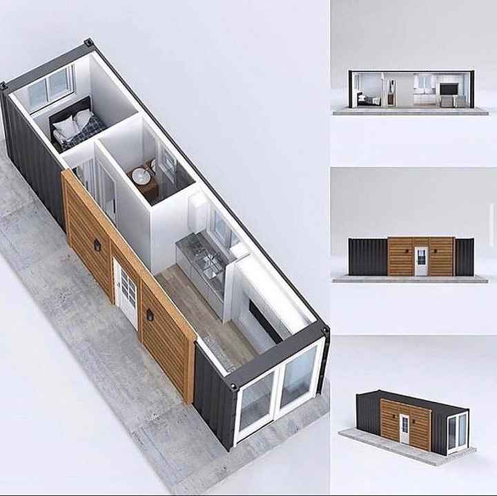 European Designed 40ft Knowdown Container House Prefabricated 20ft Steel Sandwich Panel Structure Shop Construction Living Cabin