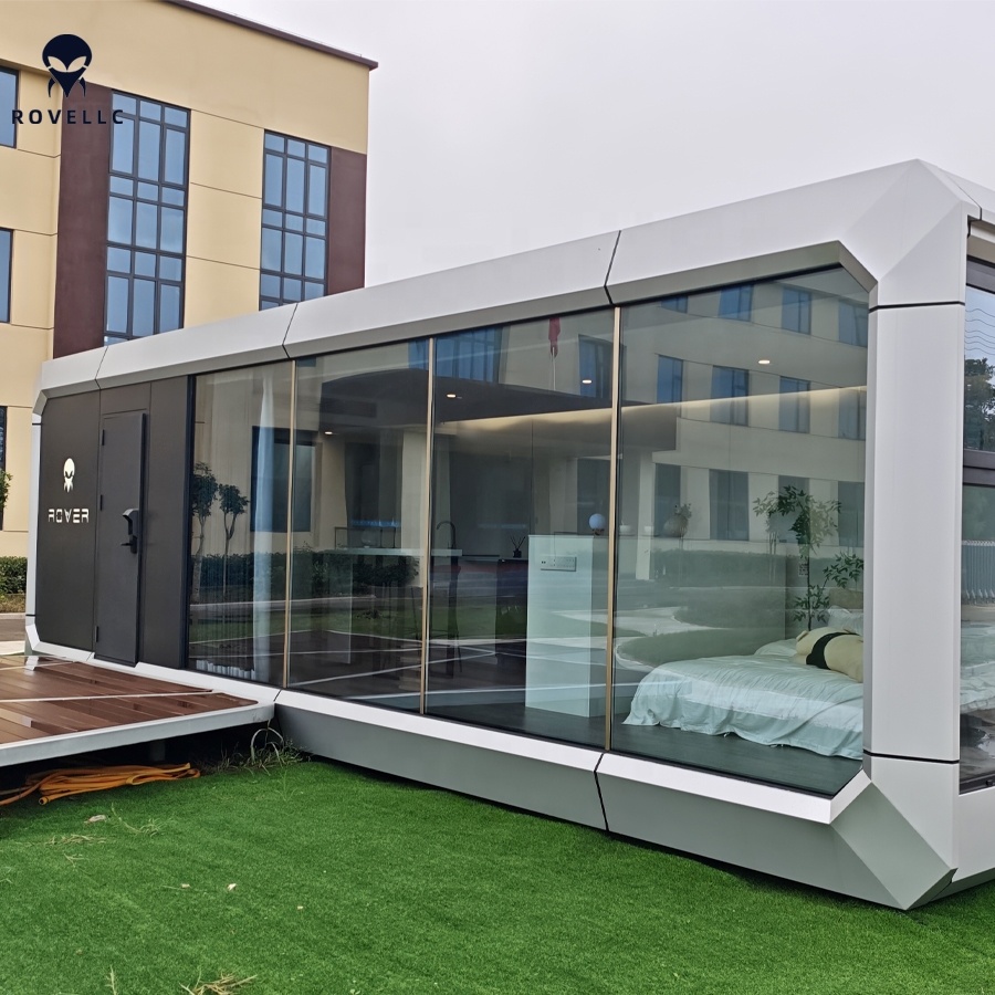 Prefabricated Capsule House Container Home With Solar Panels For Off-Grid Living