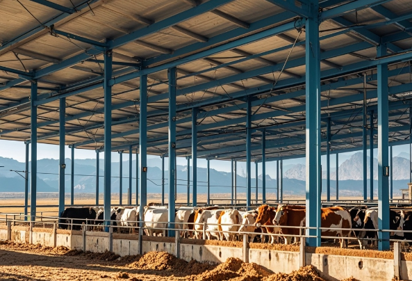 Modern Eco-friendly Prefabricated Steel Structure Farmhouse Shed Livestock House for Cattle Sheep Horses and Pigs