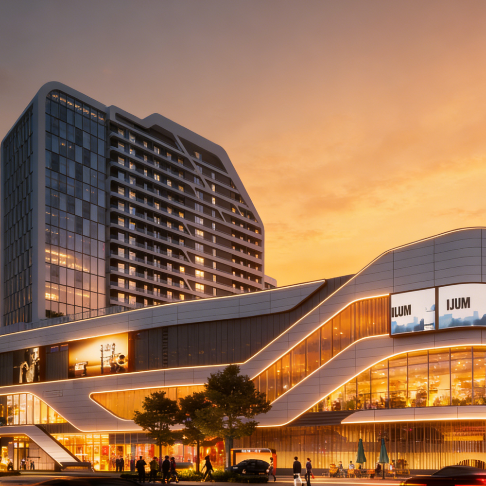 Large Scale Multi Story Steel Frame Building Solutions For Major Commercial Complex Projects Including Mall And Hotel Facilities