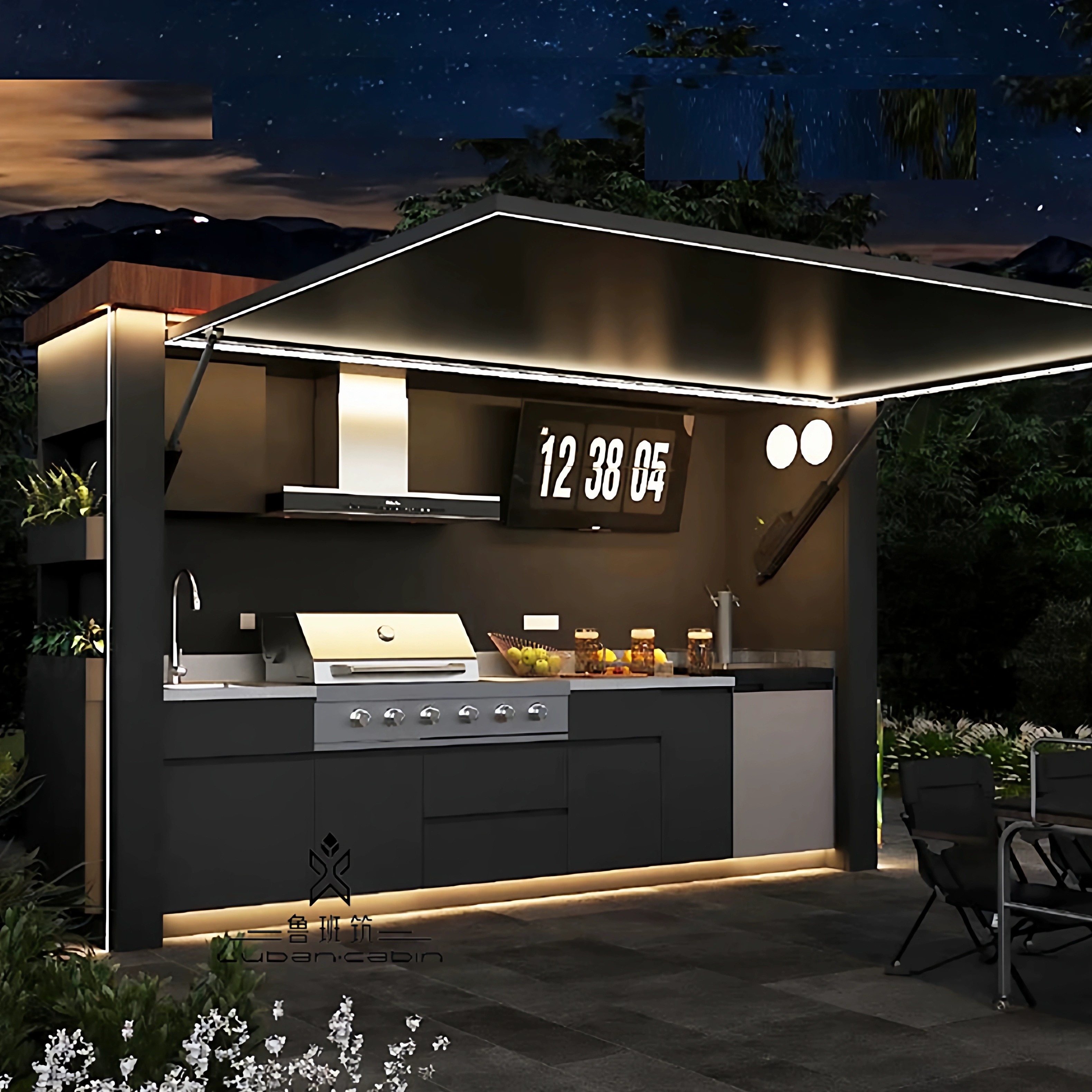 New Design Tiny House Outdoor Mobile Kitchen Prefab Kitchen House With Automatic Door