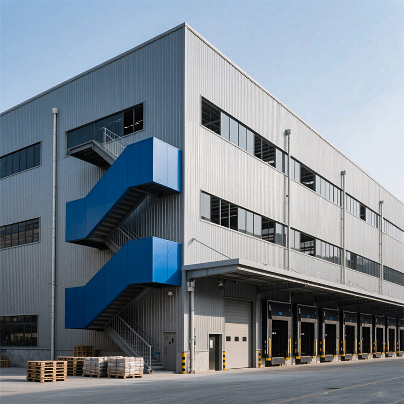 Modern Two-Story Steel Structure Building Industrial Design for Office Workshop Supermarket Carport Park Kitchen Bathroom Use