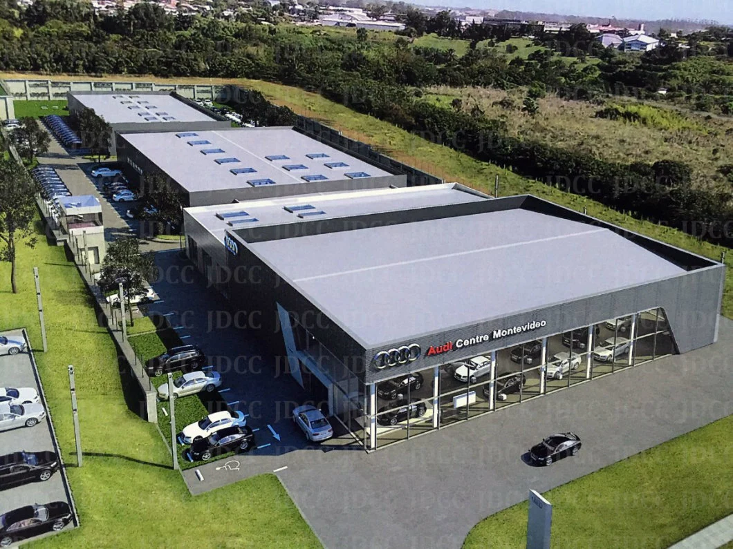 Low Cost Modern Large Span Steel Structure Commercial Shopping Mall Prefabricated Office Building 4s Car Showroom Customized