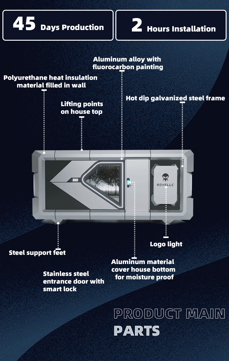 Custom Designed Space Capsule House Extreme 50 Degrees High Temperature Outdoor Hotel Dormitory Residence Pickup Dubai