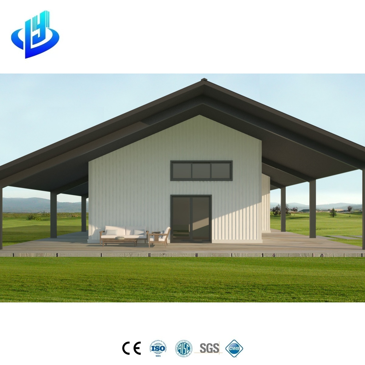Modern Prefabricated Light Steel House with Amenities Steel-Structured Vacation Cottage for USA for Mall &amp; Workshop