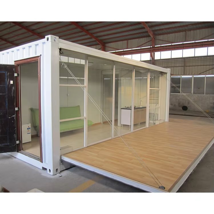 20ft Prefabricated Container House Flat Pack with Concrete Sandwich Panel Glass Metal Steel Frame for Home Office Bathroom Use
