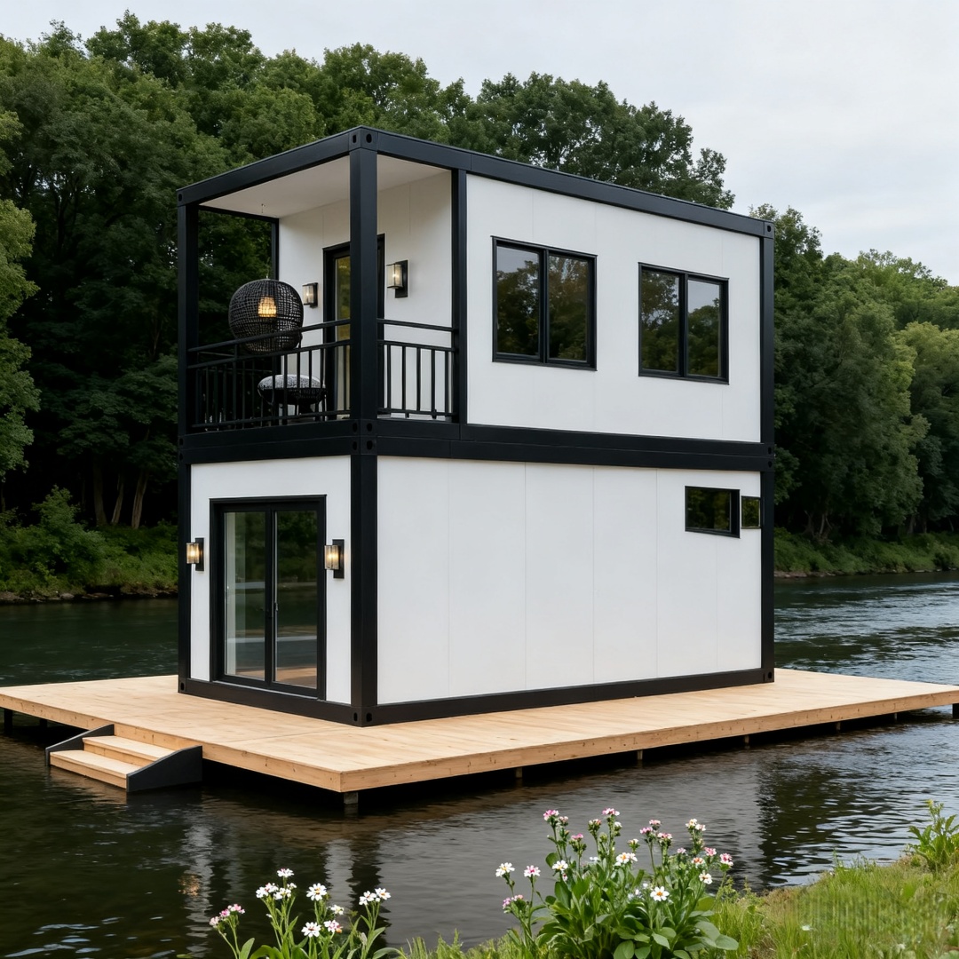 European Designed 40ft Knowdown Container House Prefabricated 20ft Steel Sandwich Panel Structure Shop Construction Living Cabin