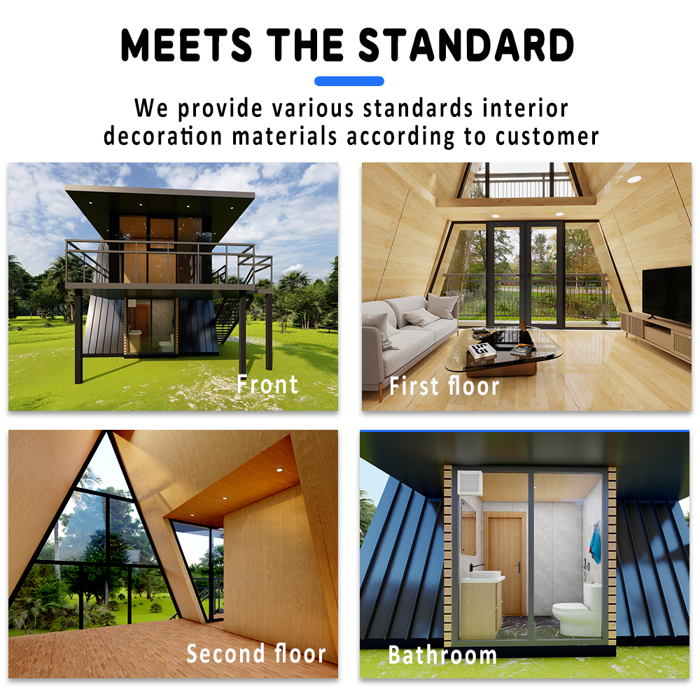 Luxury Modern Steel Prefabricated House Villas and Offices Movable Foldable Prefab Triangle Houses