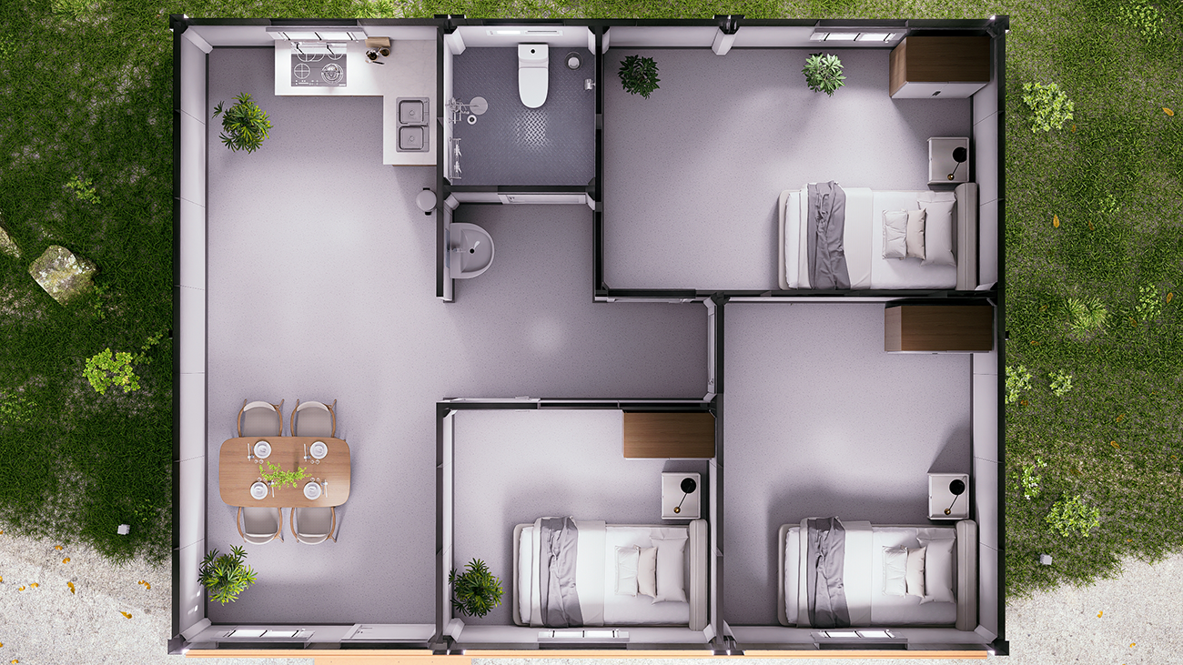 Double Floor Prefab Container House Modular Steel Structure Home with Corridor Stairs for Worker Camp Dormitory Project Use