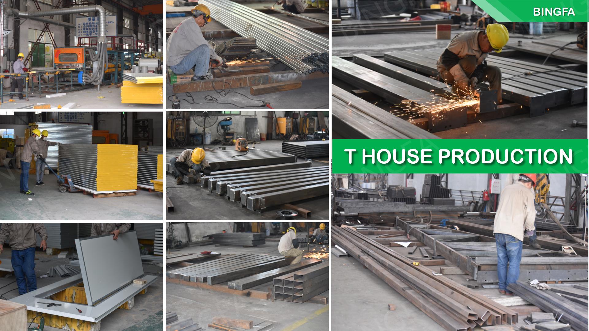 Hot Sell Prefab T-Type House Prefabricated House Light Steel Structure with Sandwich Panel for Construction &amp; Modular House
