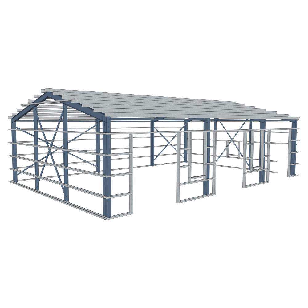 Low Cost Modern Prefab Small Steel Warehouse Kit Durable Steel Frame Easy Assembly Fire Water Proof Quick Industrial Hall Mall