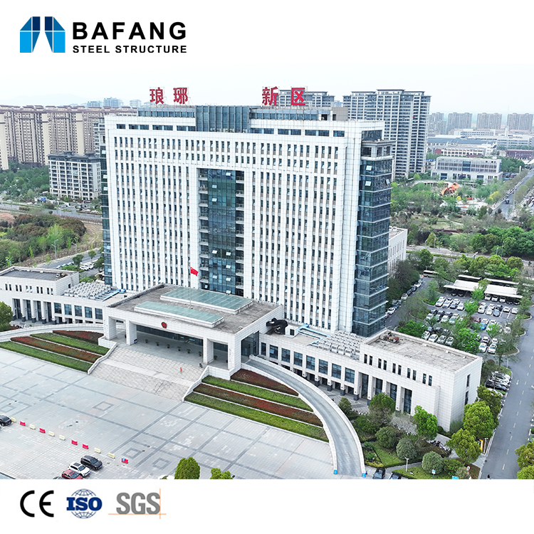 Commercial High-Rise Steel Structure Buildings Prefabricated Modern Design Office Supermarket Hospital Mall 50-Year Operational