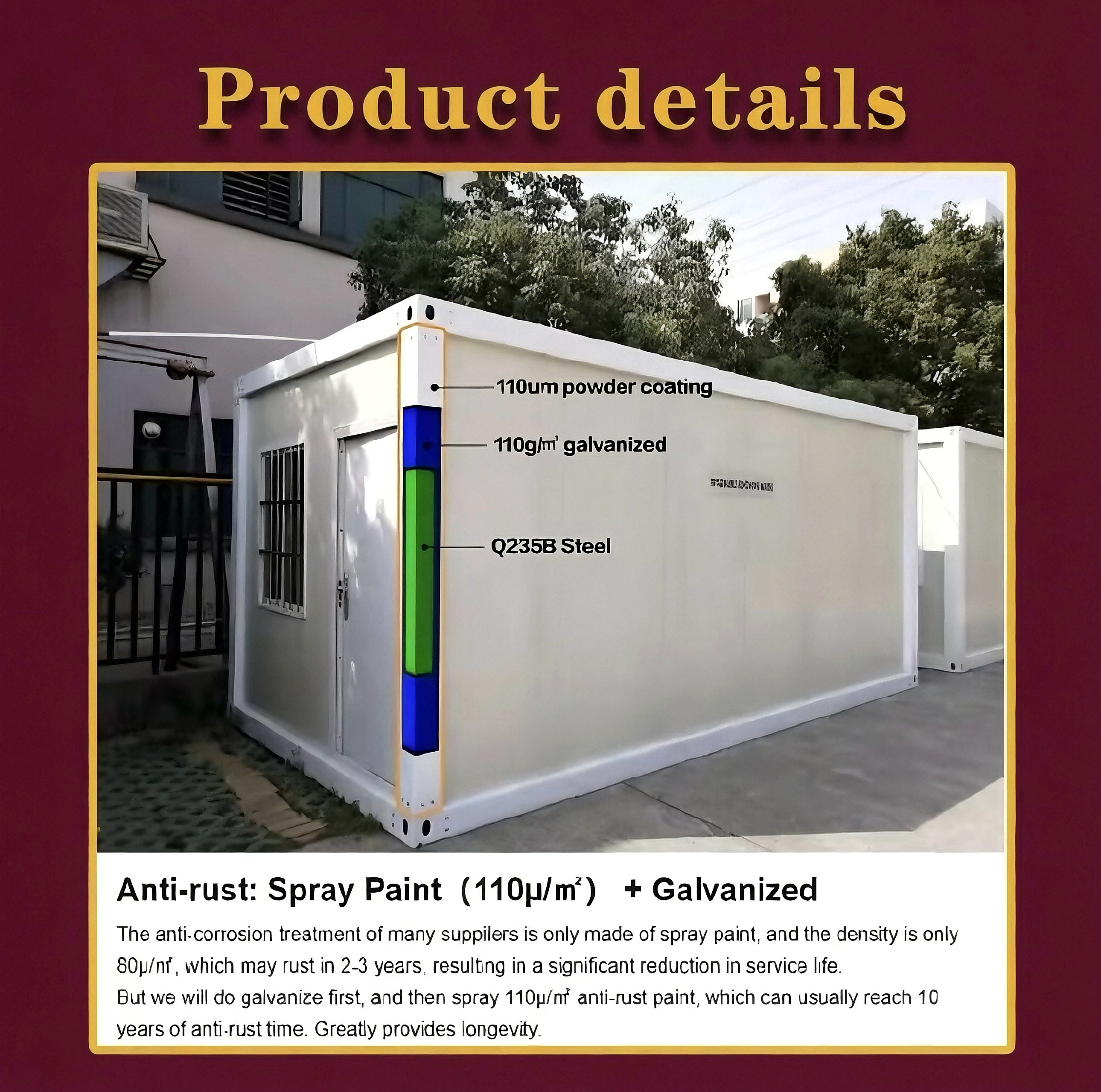 Durable Steel Structure Modular Container House for Labor Camp