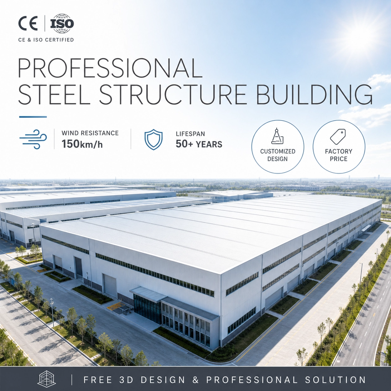 Industrial Low Cost Prefabricated Steel Structure Building Light Steel Frame Metal Warehouse Workshop Factory Construction