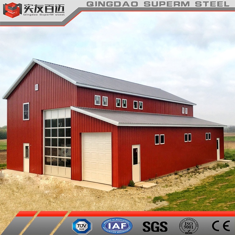 Prefabricated Steel Metal Villa House Tiny Home Rustic Style Farm Houses Backyard Metal Prefab Building Pole Barn With Design