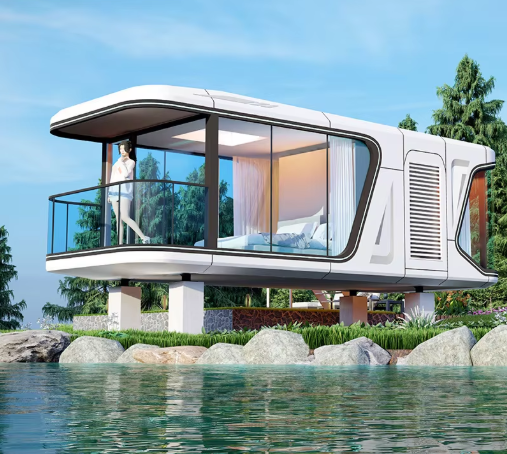 Modern Luxurious Steel Sandwich Panel Prefabricated Villa Camping Capsule House with Intelligent System