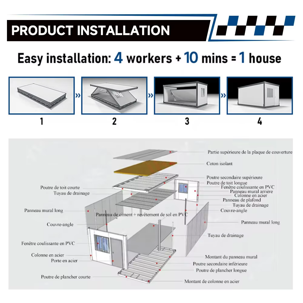 Z-fold container house: rapid deployment, worker dormitory, prefabricated steel sandwich panel mobile housing - low cost