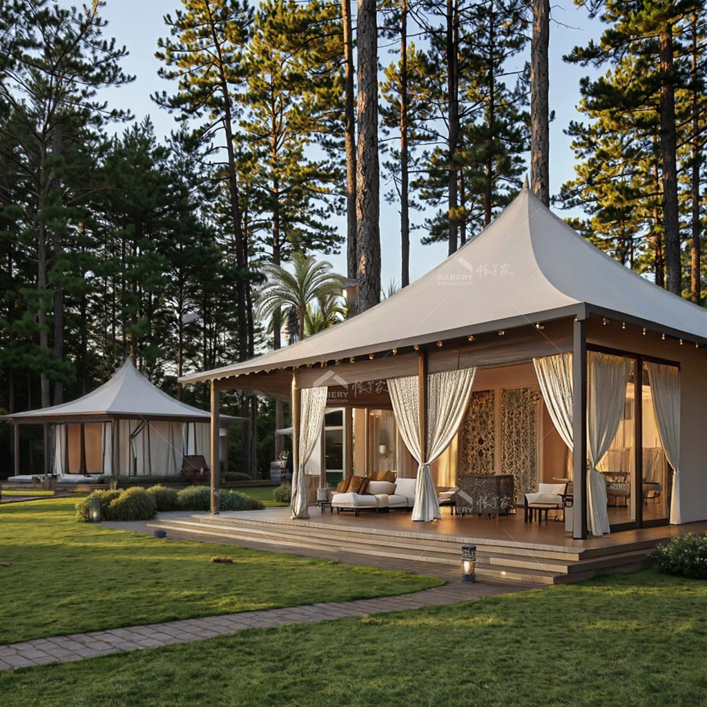 Luxury Modern Forest Glamping Tents Custom Designed For Resorts Hotels Villas Parks Outdoor One-Stop For Bedroom Graphic Design