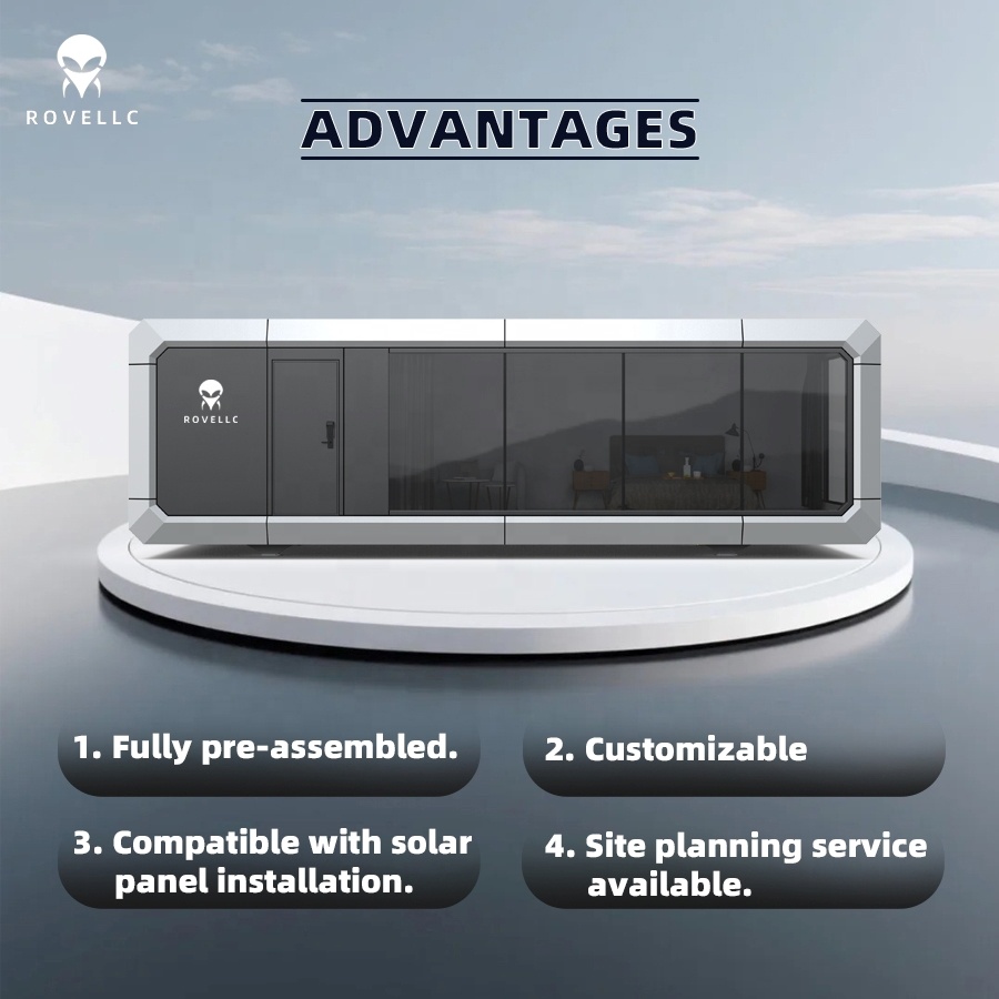 Prefabricated Capsule House Container Home With Solar Panels For Off-Grid Living