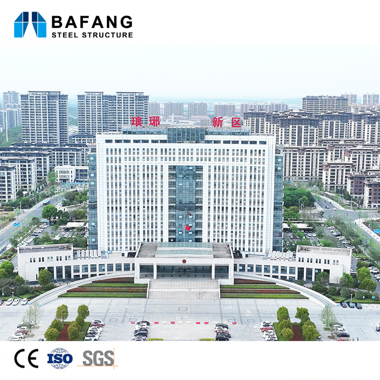 Commercial High-Rise Steel Structure Buildings Prefabricated Modern Design Office Supermarket Hospital Mall 50-Year Operational