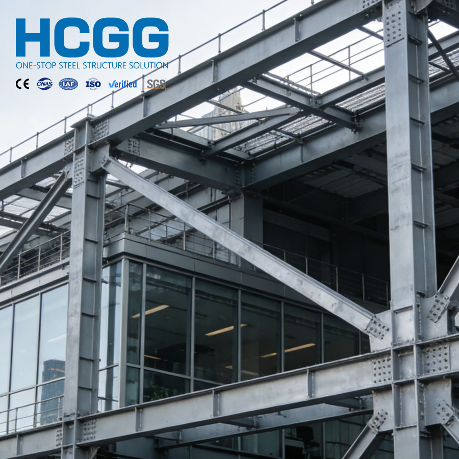 Large Steel Frame Office Building 3 5 7 Storey Commercial Complex Turnkey Solution Multi-story Steel Structure Buildings Factory