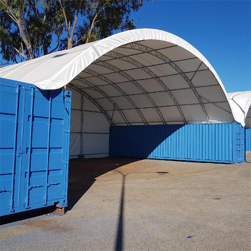 40ft Double Truss Container Roof Shelter UV-Resistant PVC Modern Design Warehouse Canopy Prefabricated Steel Frame Outdoor