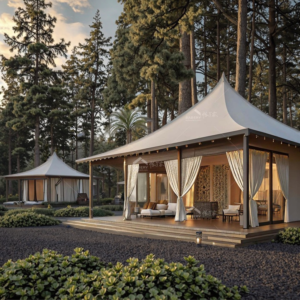 Luxury Modern Forest Glamping Tents Custom Designed For Resorts Hotels Villas Parks Outdoor One-Stop For Bedroom Graphic Design