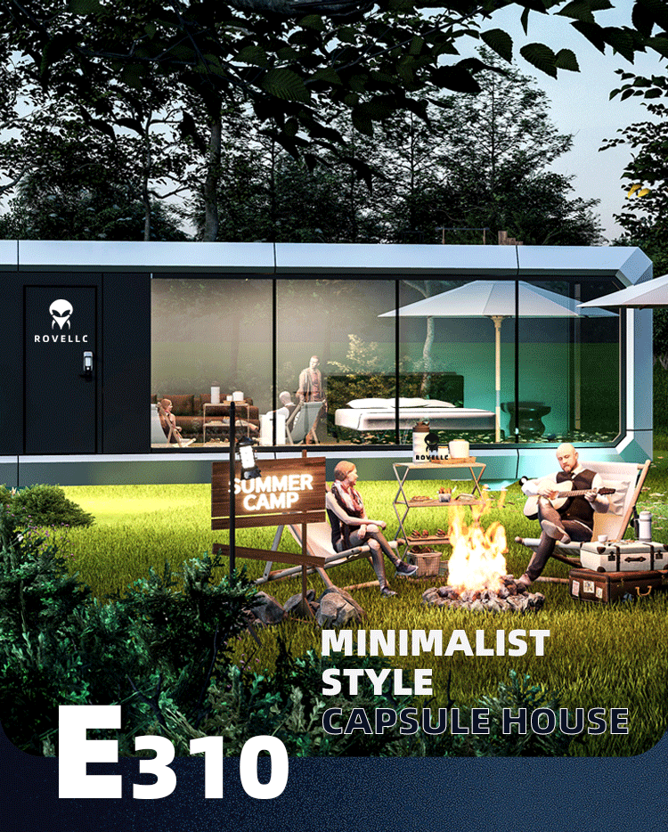 Prefabricated Capsule House Container Home with Solar Panels for Off-Grid Living