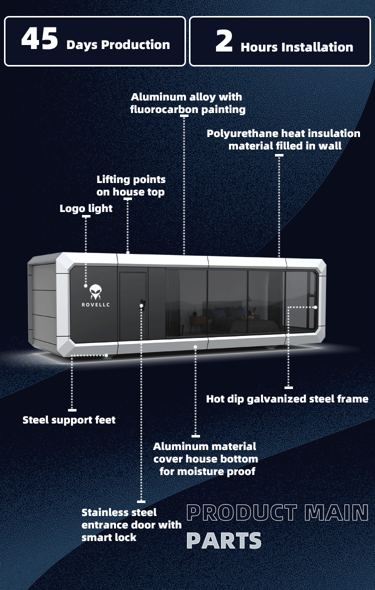 Prefabricated Capsule House Container Home with Solar Panels for Off-Grid Living